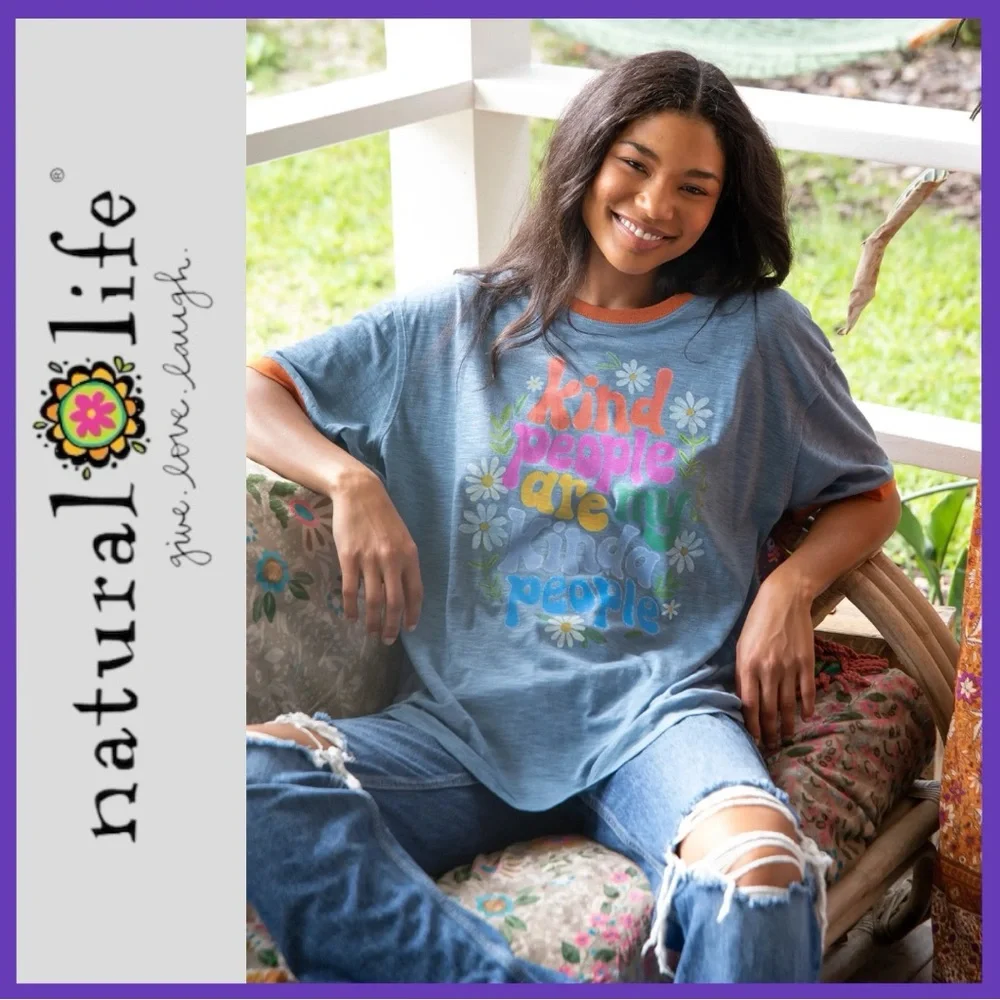 NATURAL LIFE RINGER OVERSIZED TEE SHIRT NWT